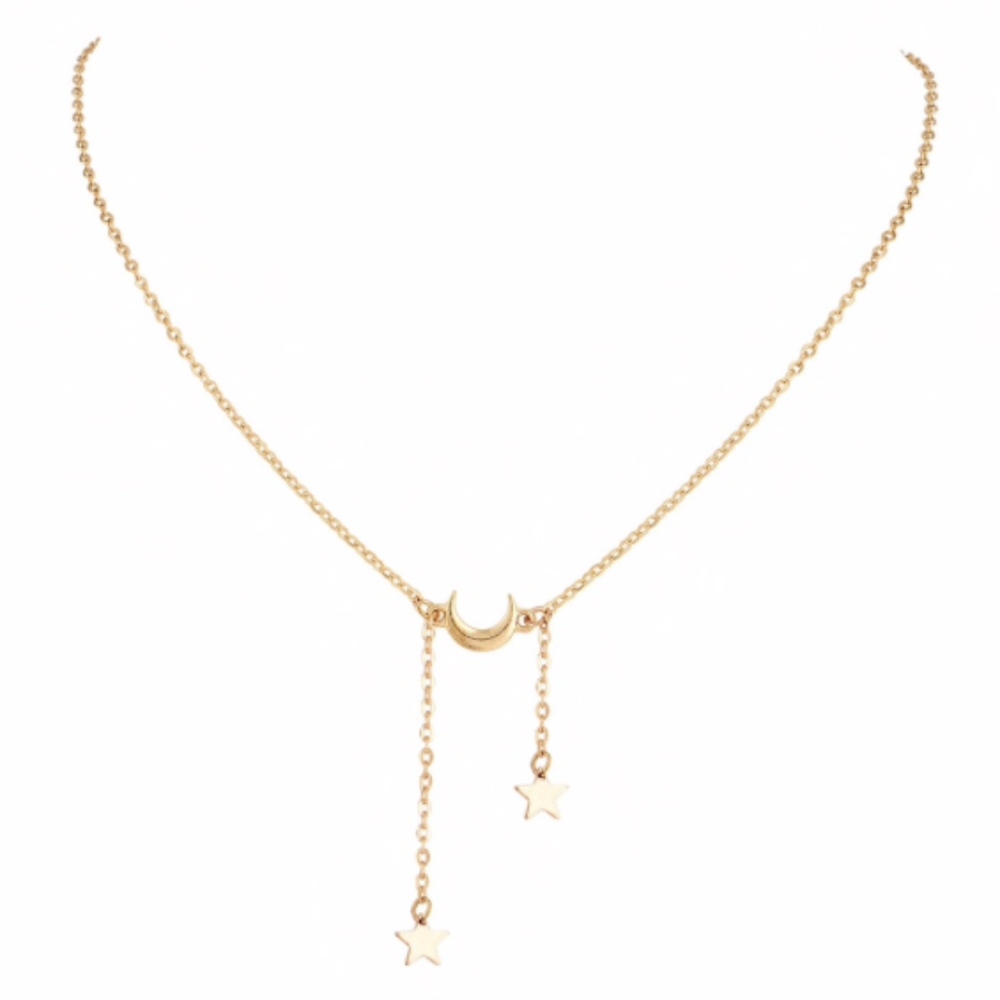 Gold Color Stars and Moon Tassel Necklace - Picture 3 of 3